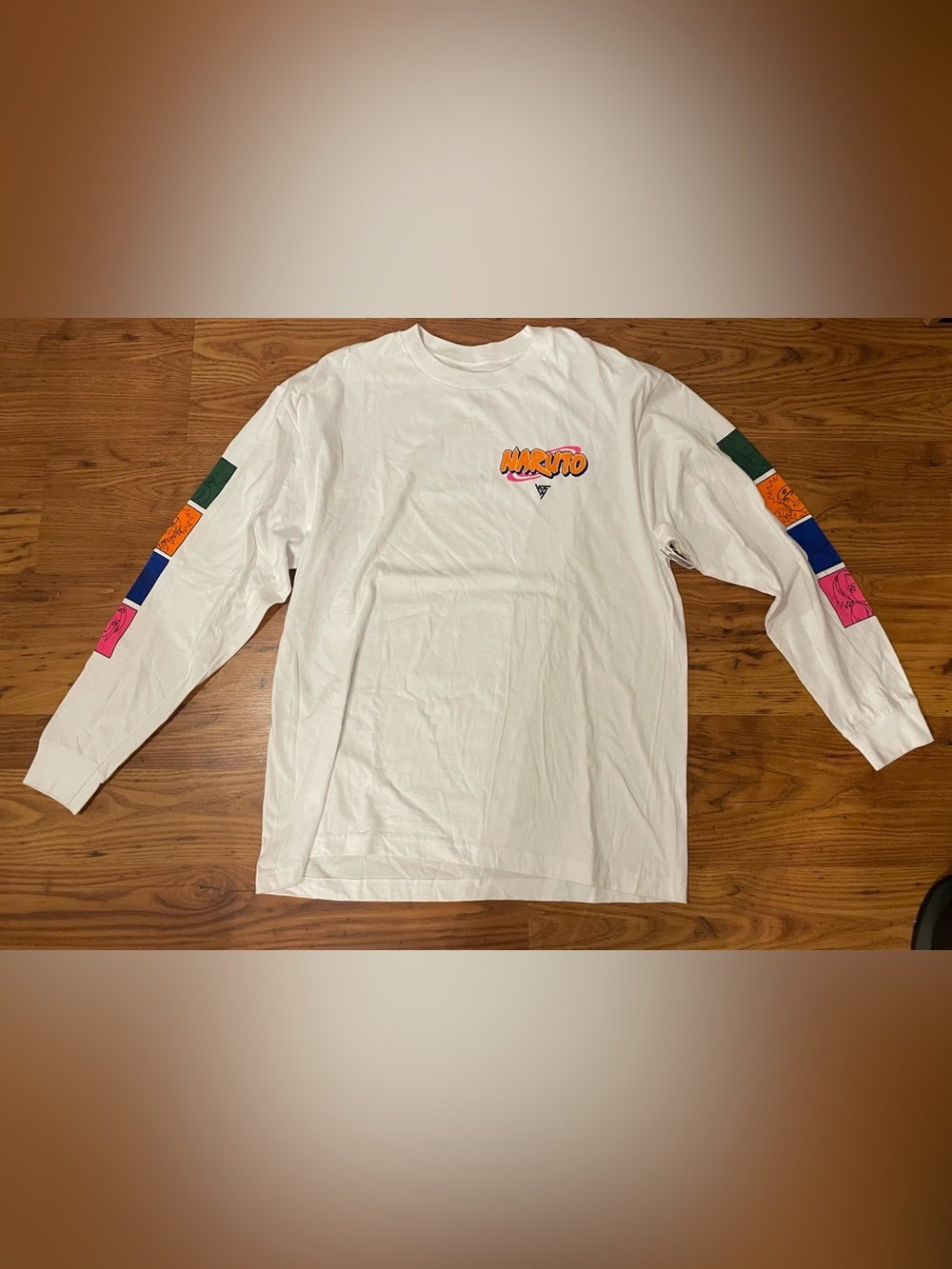 Hypland x Naruto Graphic White Long Sleeve character panel on Sleeves T-Shirt
